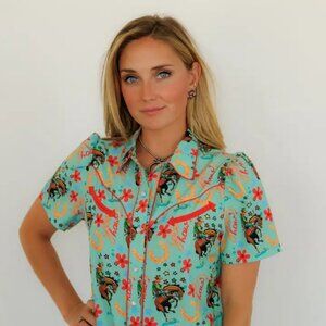 Howdy Hanny Turquoise Yeehaw Pearl Snap NEW